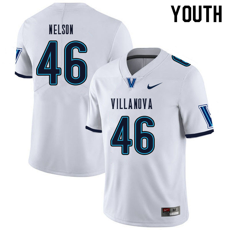 Youth #46 Jared Nelson Villanova Wildcats College Football Jerseys Sale-White